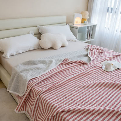 Blush Stripe Quilted Cotton Summer Quilt - image 1