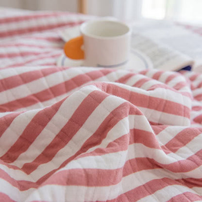 Blush Stripe Quilted Cotton Summer Quilt - image 3