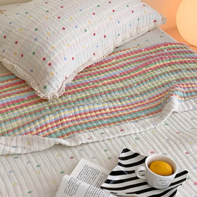 Cream Confetti Dot Washed Lyocell Lightweight Quilt - image 3