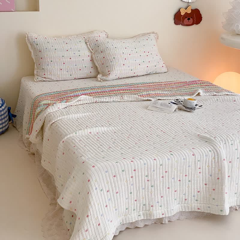 Cream Confetti Dot Washed Lyocell Lightweight Quilt - image 1