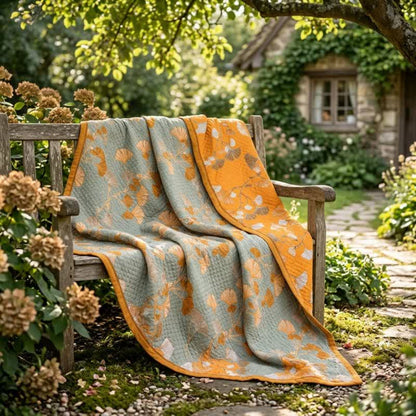 Reversible Ginkgo Botanical Quilted Blanket - image 4
