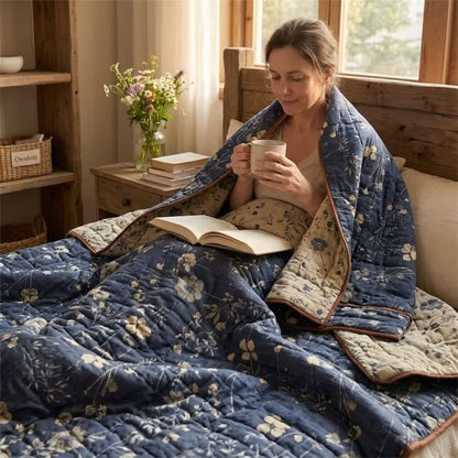 Reversible Blue Floral Cottage Quilt - image 4