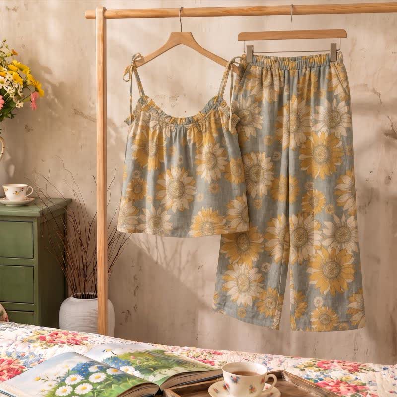 Sunflower Bloom Tie Strap Cami Loungewear Set - image 6