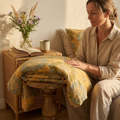 Vintage Sunflower Orange Cotton Bedding Set - image 4
