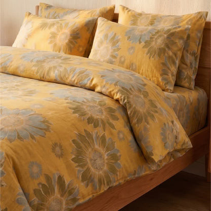 Vintage Sunflower Orange Cotton Bedding Set - image 1