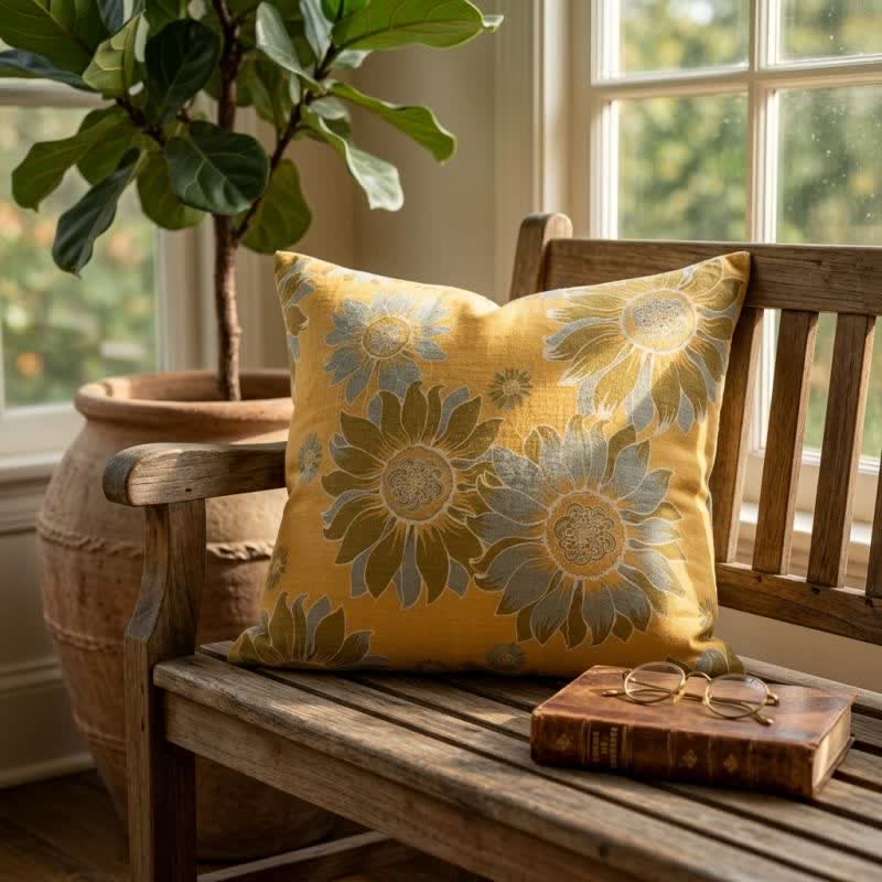 Sunflower Garden Floral Throw Pillow - Orange - 18" × 18" - With Insert - image 0
