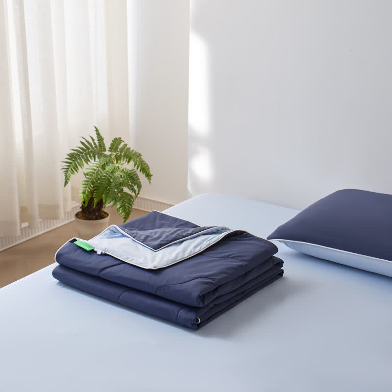 Double-Sided Cooling Lightweight Summer Comforter - Navy Blue - 79" × 91"  - image 19