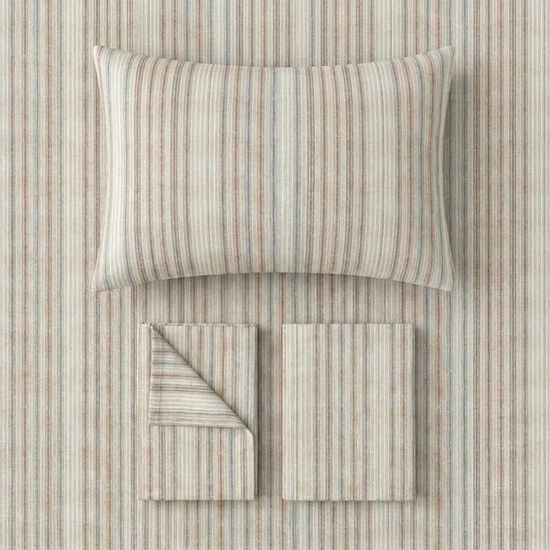 Minimalist Fine Stripe Neutral College Bedding Set - image 1