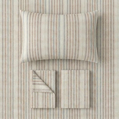 Minimalist Fine Stripe Neutral College Bedding Set - image 1