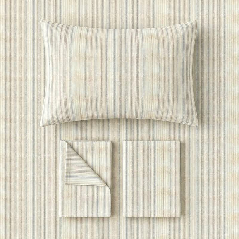 Minimalist Fine Stripe Neutral College Bedding Set - image 7