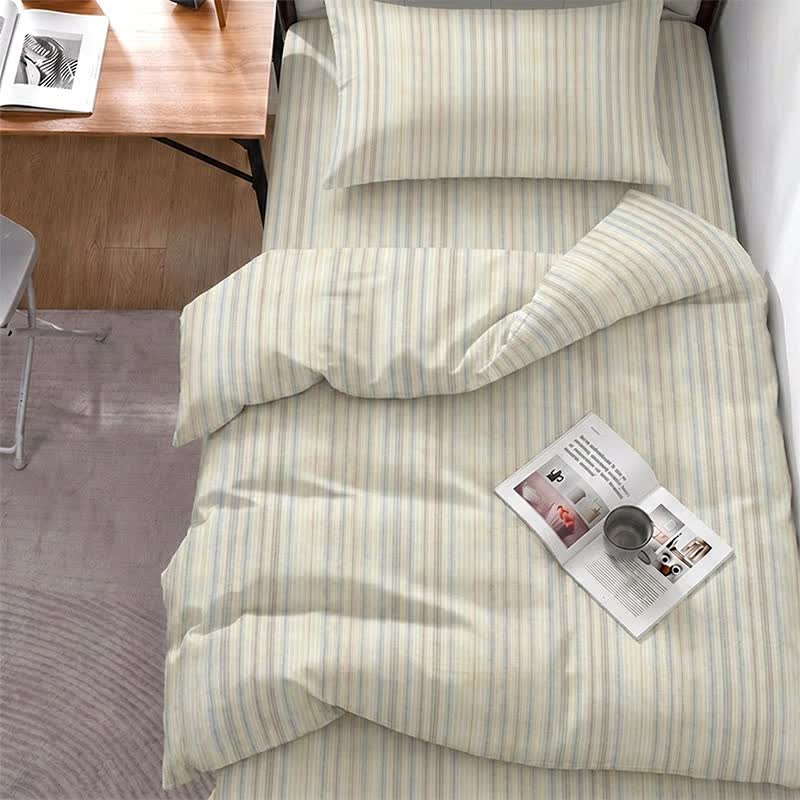 Minimalist Fine Stripe Neutral College Bedding Set - Twin XL - Beige Stripe - 5-Piece Complete Set - image 6