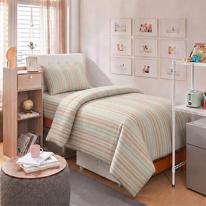 Pastel Pinstripe Minimalist Dorm Bedding Set - image 3