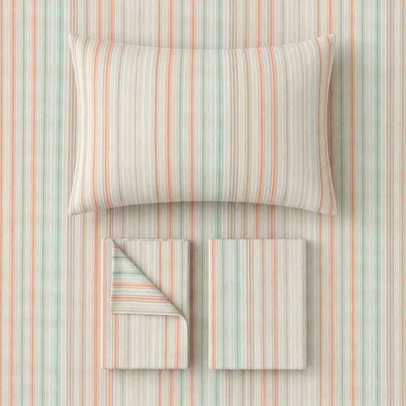 Pastel Pinstripe Minimalist Dorm Bedding Set - image 1