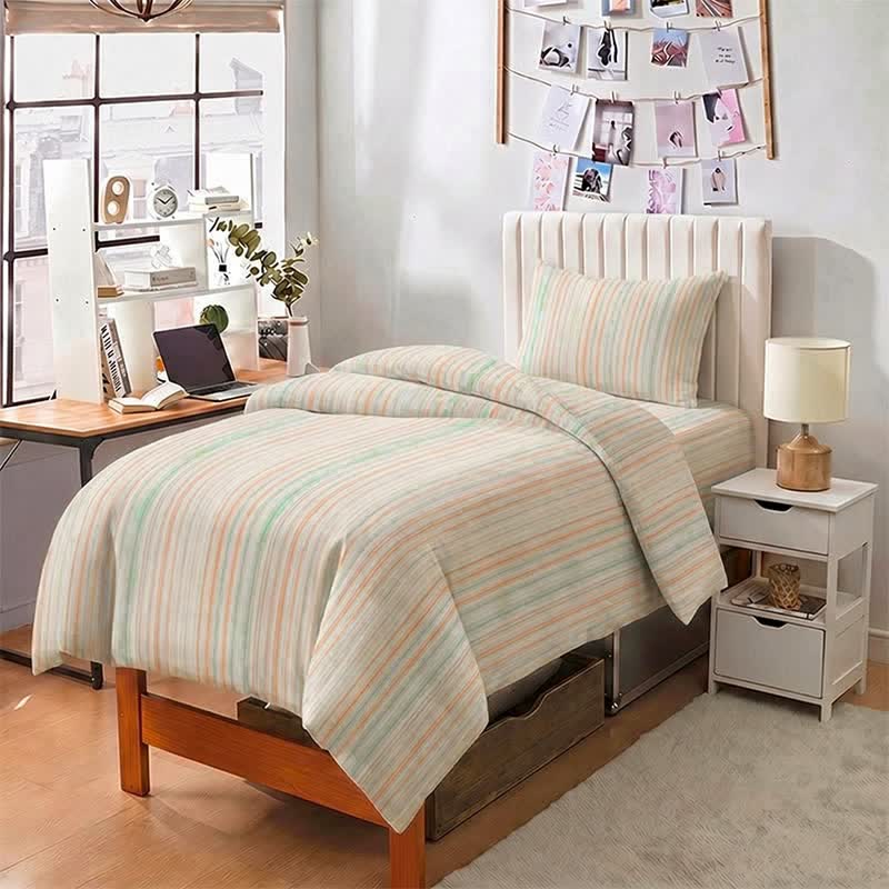 Pastel Pinstripe Minimalist Dorm Bedding Set - image 2
