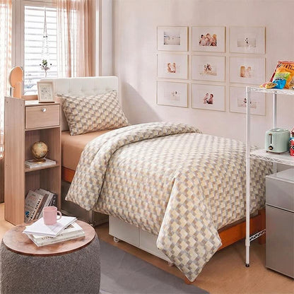 Warm Neutral Mosaic Check Bedding Set - image 2