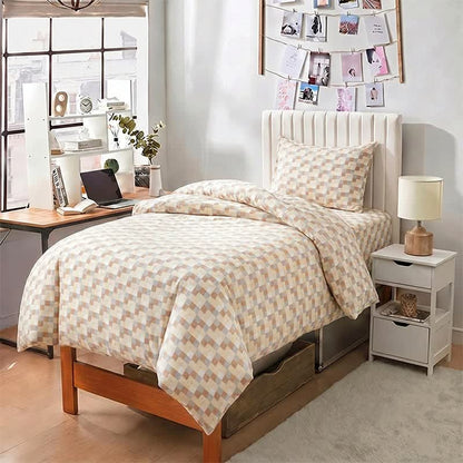 Warm Neutral Mosaic Check Bedding Set - image 3