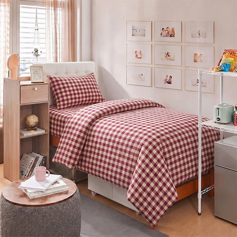 Red Gingham Twin XL Dorm Bedding Set - Twin XL - Red Plaid - 5-Piece Complete Set - image 0