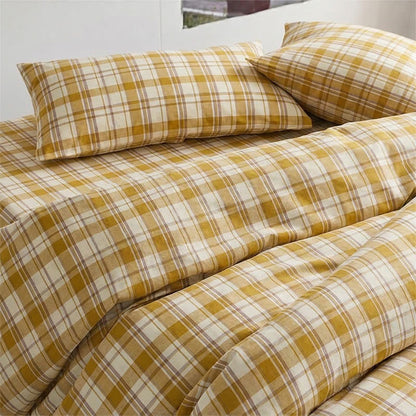 Mustard Plaid Twin XL Dorm Bedding Set - Twin XL - Yellow Plaid - 5-Piece Complete Set - image 0