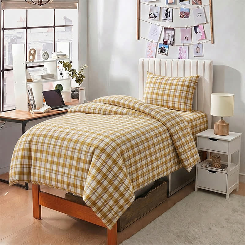 Mustard Plaid Twin XL Dorm Bedding Set - image 3