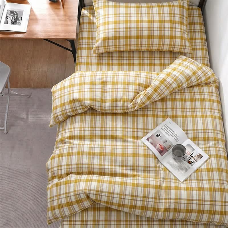 Mustard Plaid Twin XL Dorm Bedding Set - image 1