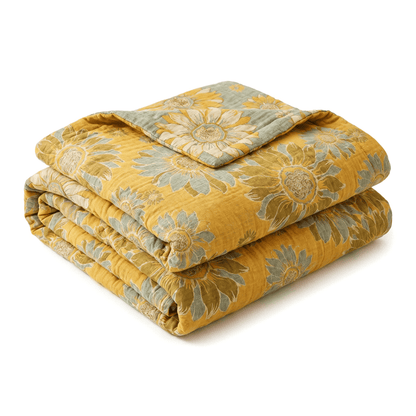 Vintage Orange Sunflower Cotton Blanket - image 7