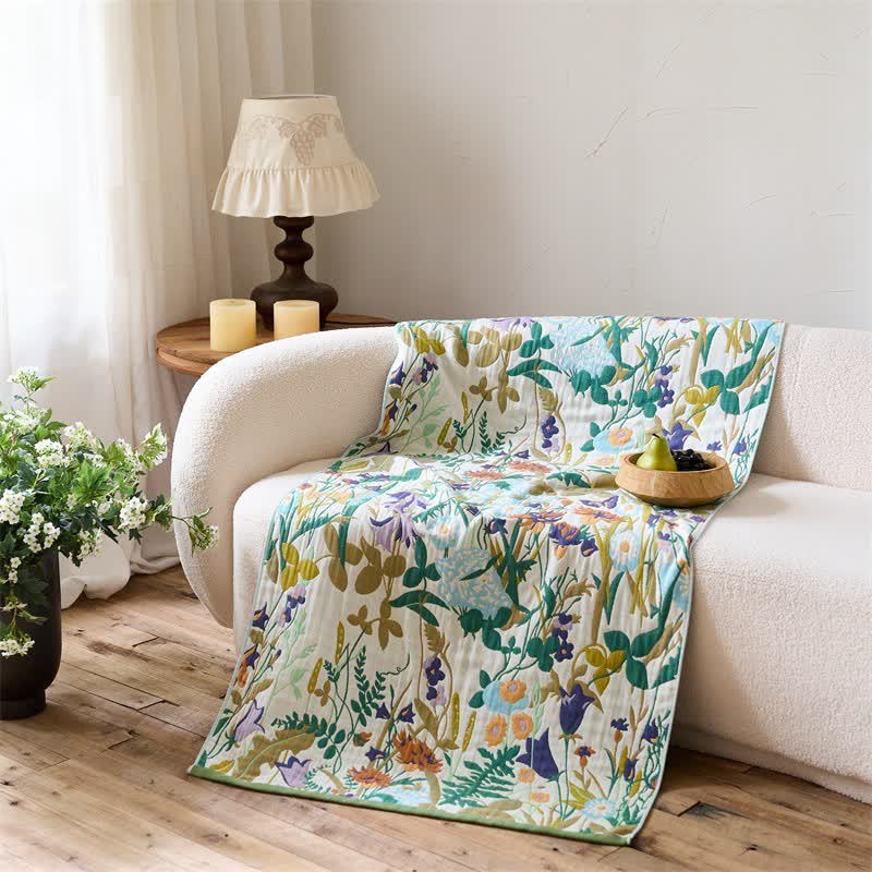 4-Layer Floral Cotton Muslin Beach & Bath Towel - image 1