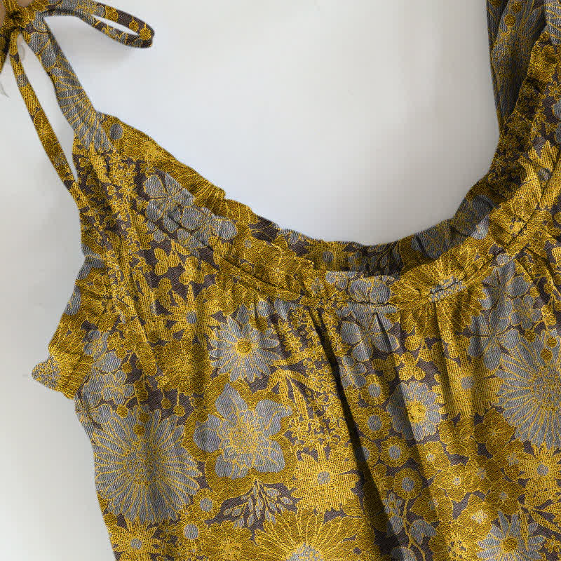 Vintage Floral Tie Strap Loungewear Set - image 7