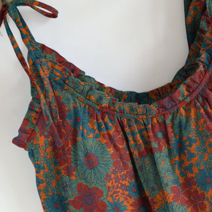 Vintage Floral Tie Strap Loungewear Set - image 1