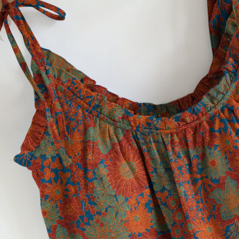Vintage Floral Tie Strap Loungewear Set - image 4