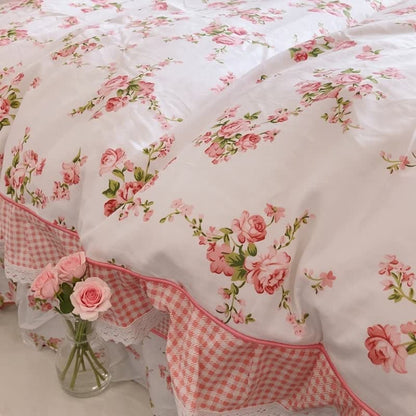 Vintage Floral Ruffle Cotton Bedding Set - image 5