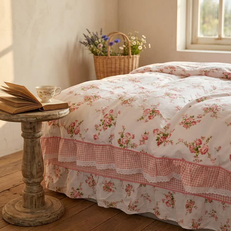 Vintage Floral Ruffle Cotton Bedding Set - image 3