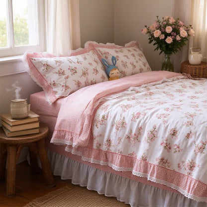 Vintage Floral Ruffle Cotton Bedding Set - image 2