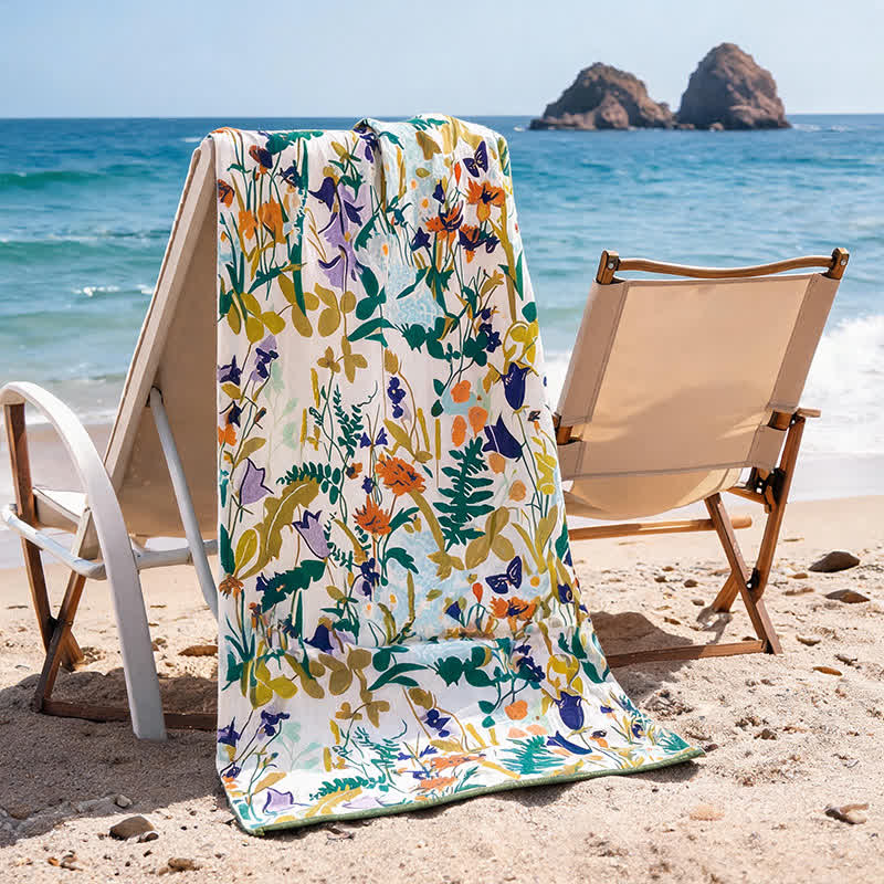 4-Layer Floral Cotton Muslin Beach & Bath Towel - image 4