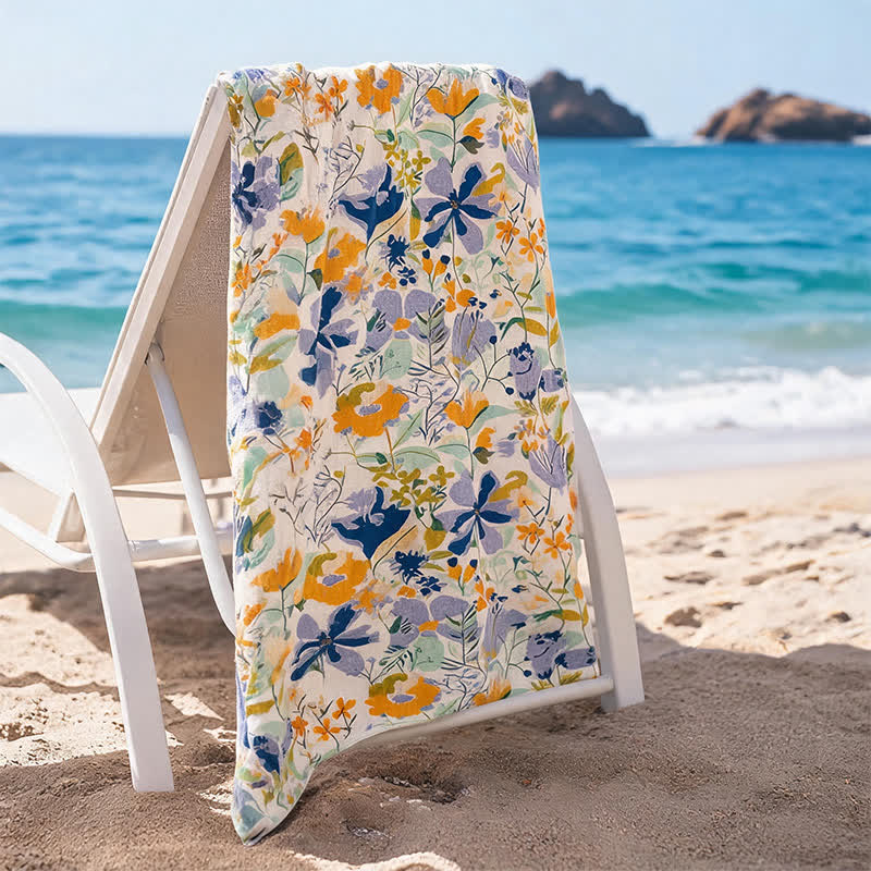 Botanical Floral 4-Layer Muslin Beach & Bath Towel - image 6
