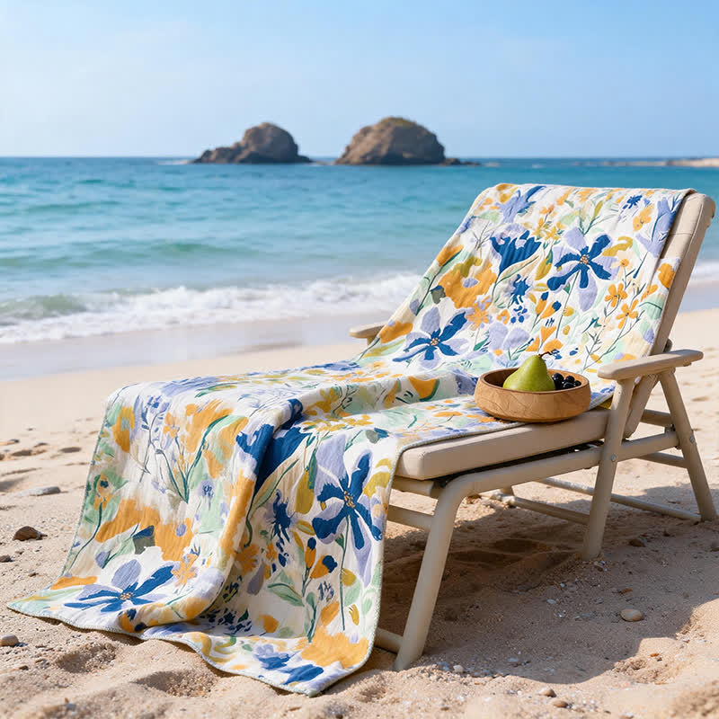 Botanical Floral 4-Layer Muslin Beach & Bath Towel - image 3