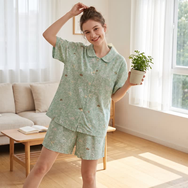 All-Over Dog Print Double Gauze Loungewear Set - image 1