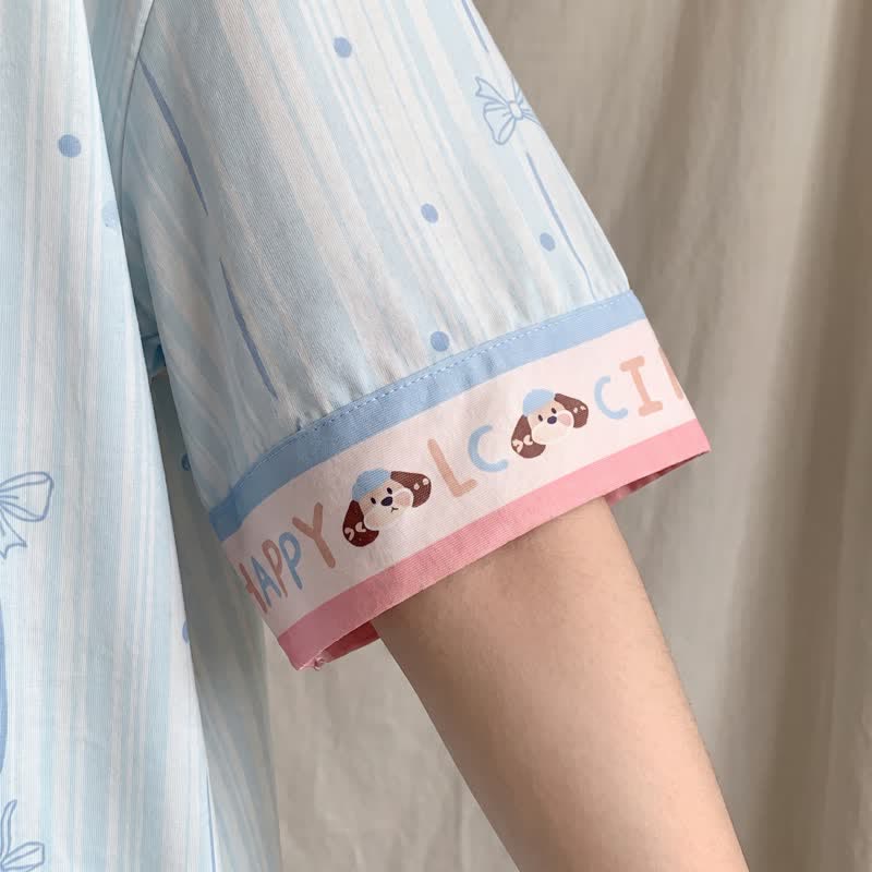 Sky Blue Puppy Print  Pajama Set - image 4