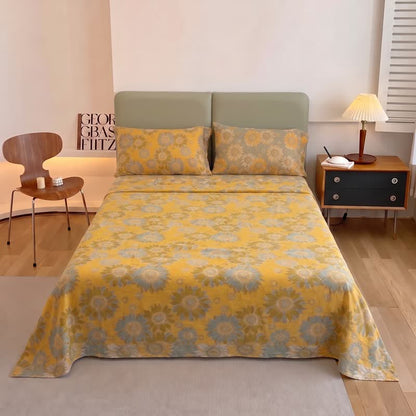 Sunflower Garden Cotton Gauze Bedspread - Orange - 2PCS Pillowcases - 40" x 20" - image 0