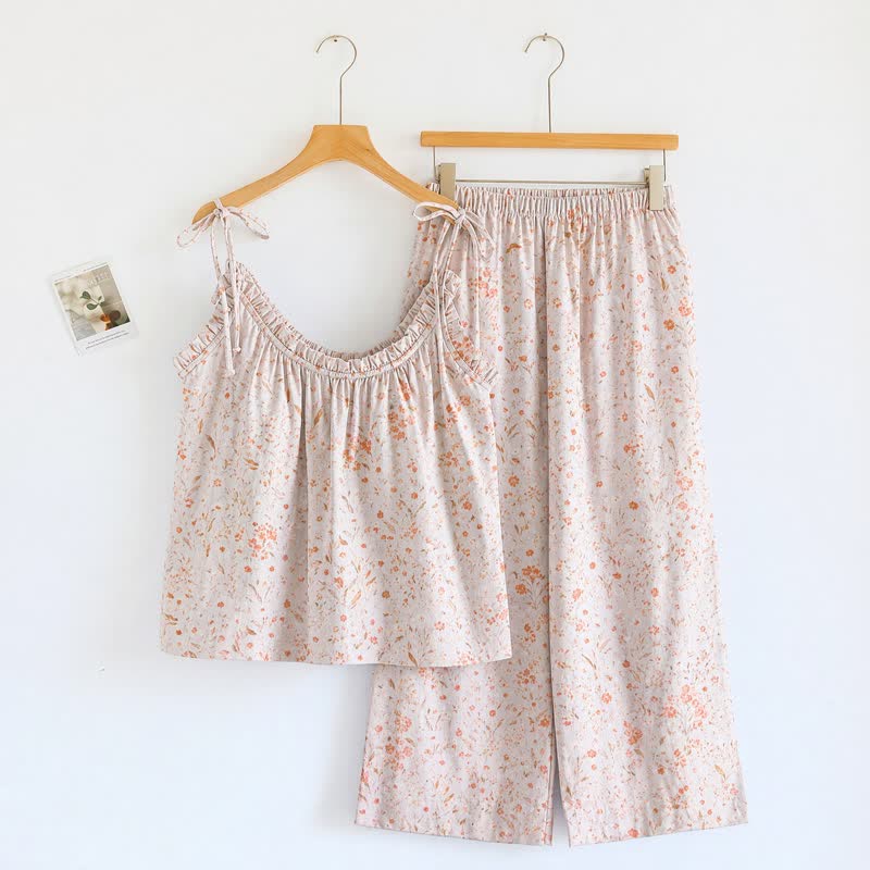 Ditsy Floral Tie Strap Cami Loungewear Set - image 1