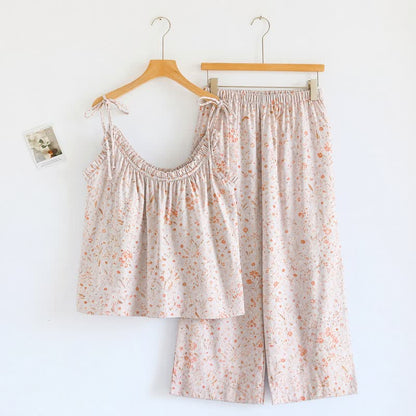 Ditsy Floral Tie Strap Cami Loungewear Set - image 1
