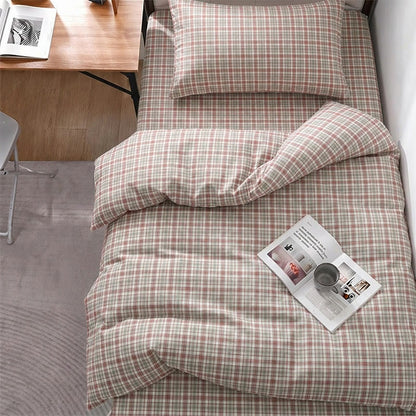 Pink Plaid Twin XL Dorm Bedding Set - Pink & Grey Plaid - Twin XL - 5-Piece Complete Set - image 0