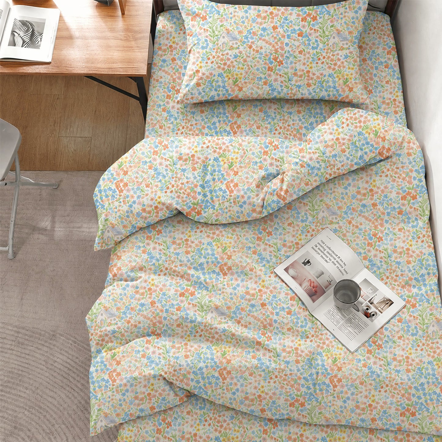 Ditsy Floral Twin XL Dorm Bedding Set - Cottage Floral - Twin XL - 5-Piece Complete Set - image 0