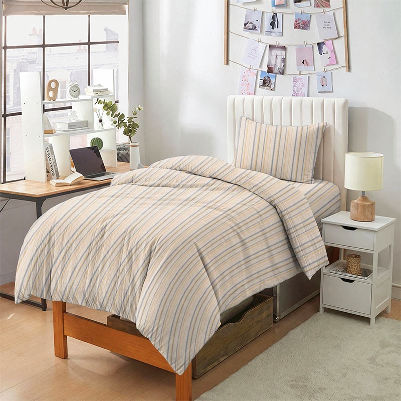 Neutral Striped Twin XL Dorm Bedding Set - image 2
