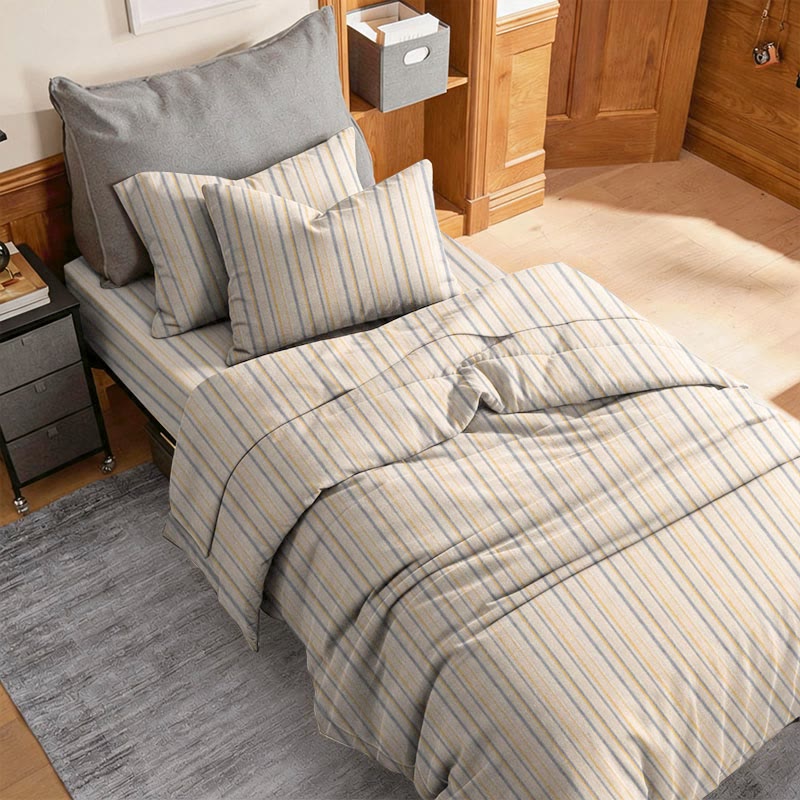 Neutral Striped Twin XL Dorm Bedding Set - image 1