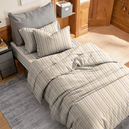 Neutral Striped Twin XL Dorm Bedding Set - image 1