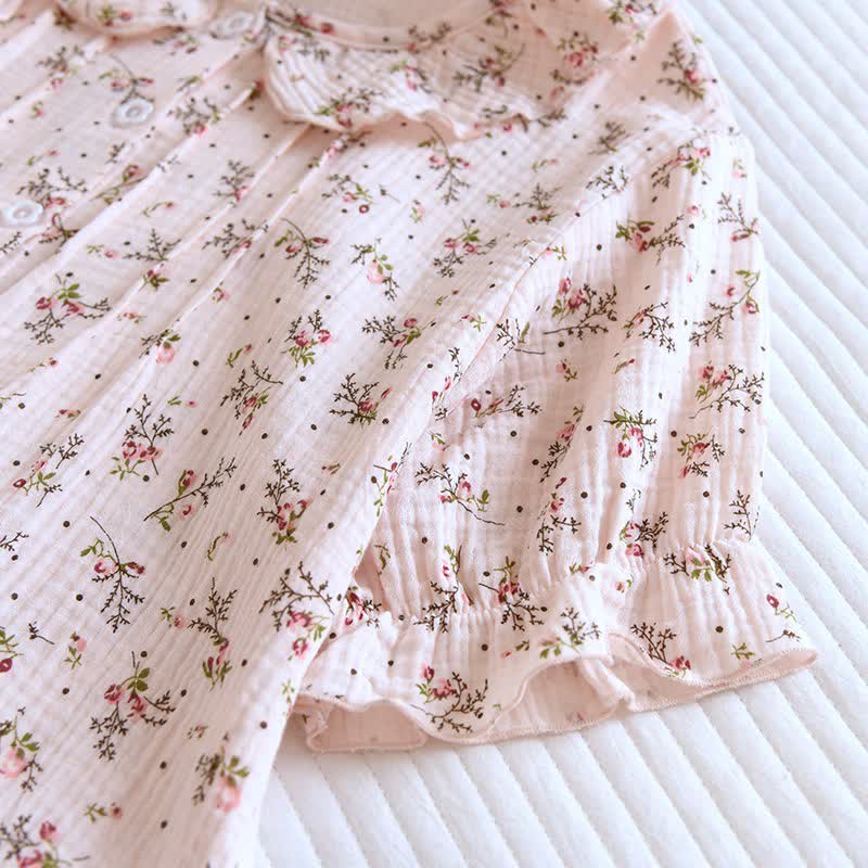 Dainty Floral Ruffle Collar Cotton Muslin Nightgown - image 4