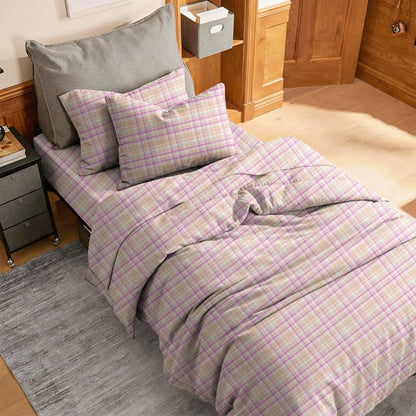 Soft Purple Plaid Twin XL Dorm Bedding Set - image 2