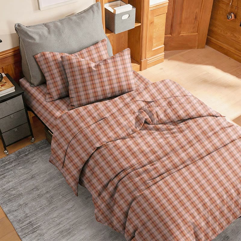 Cottage Plaid Twin XL Dorm Bedding Set - Caramel - Twin XL - 5-Piece Complete Set - image 0