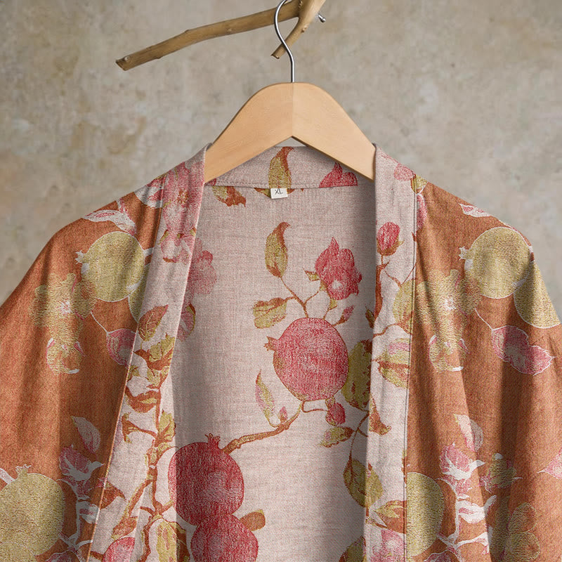 Botanical Pomegranate Print Cotton Kimono Robe - image 3