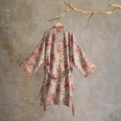 Botanical Pomegranate Print Cotton Kimono Robe - image 6